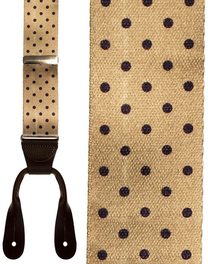 Manhattan Khaki & Navy Dots Suspenders by Cardi