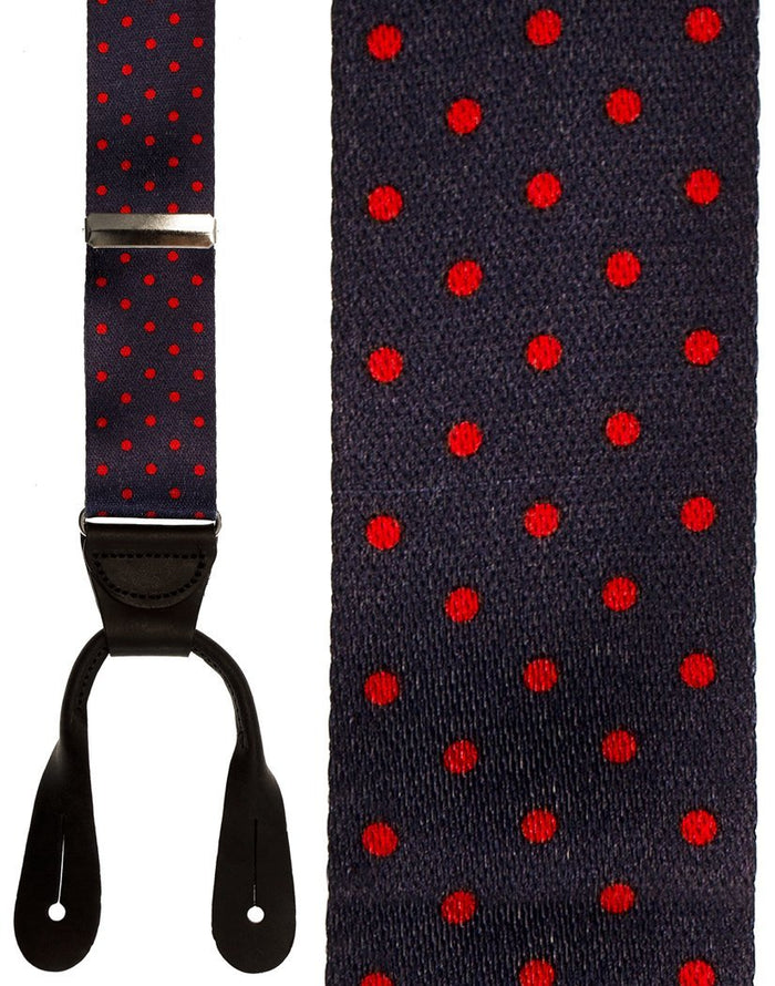 Manhattan Navy & Red Dots Suspenders by Cardi