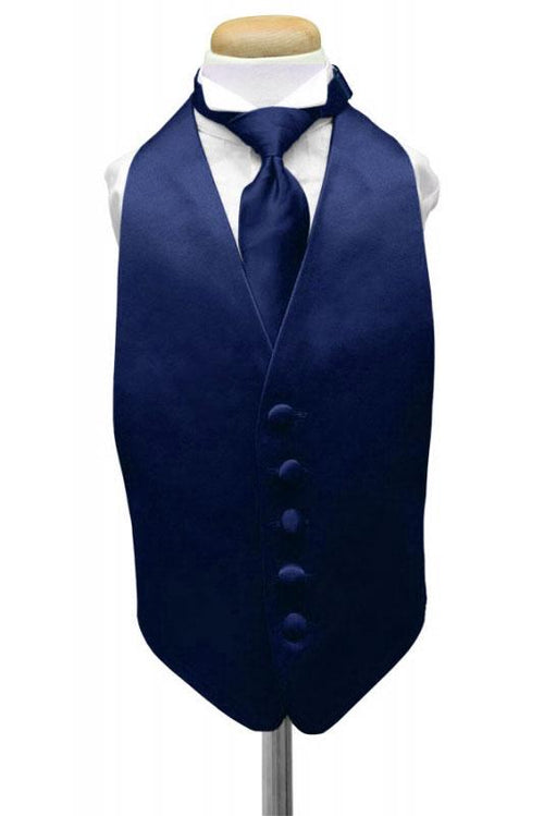 Marine Luxury Satin Kids Tuxedo Vest by Cardi