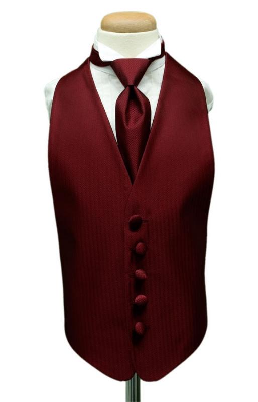 Merlot Herringbone Kids Tuxedo Vest by Cardi