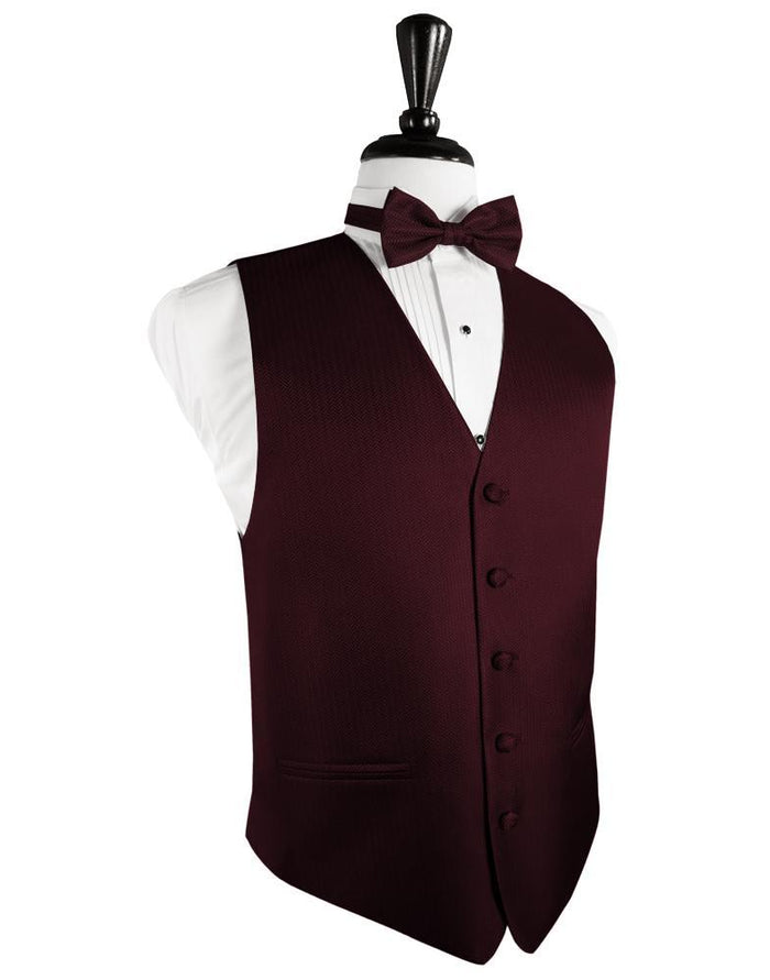 Merlot Herringbone Tuxedo Vest by Cardi