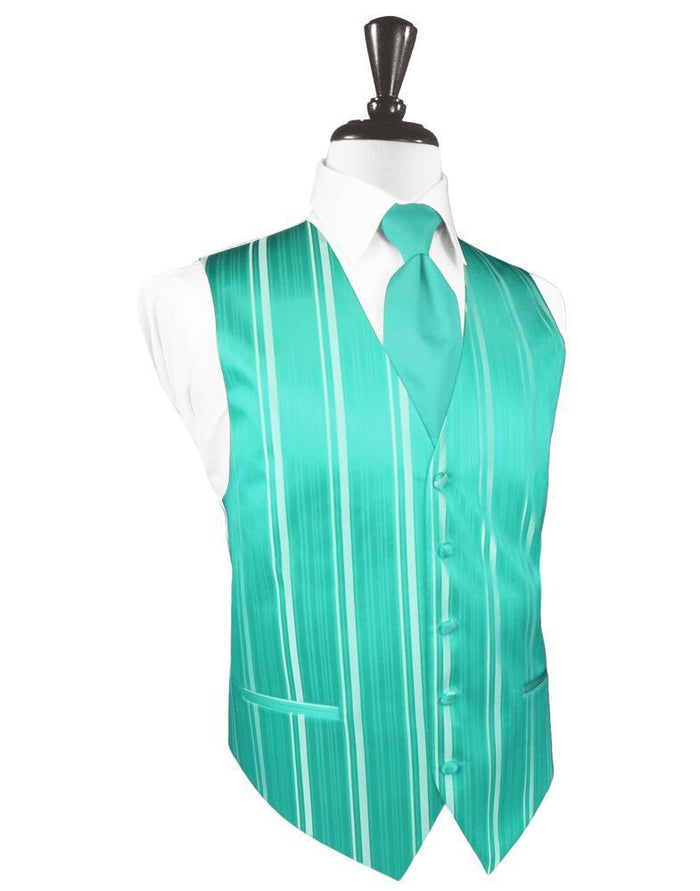 Mermaid Striped Satin Tuxedo Vest Cardi