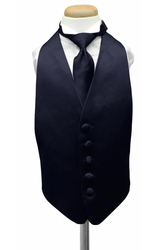 Midnight Blue Luxury Satin Kids Tuxedo Vest Cardi