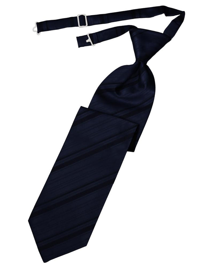 Midnight Blue Striped Satin Kids Necktie by Cardi