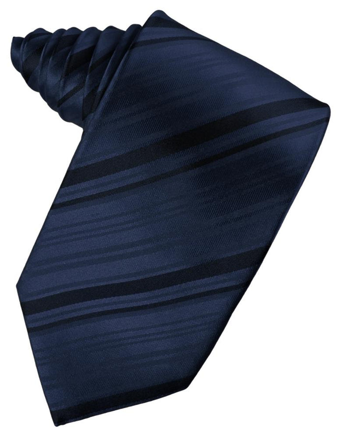 Midnight Blue Striped Silk Necktie by Cardi
