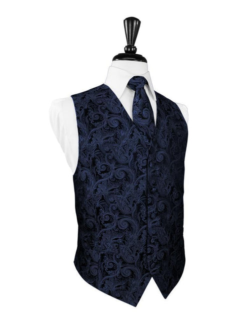 Midnight Blue Tapestry Tuxedo Vest Cardi