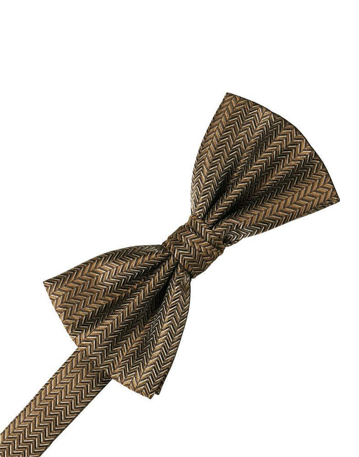Mocha Herringbone Kids Bow Tie by Cardi