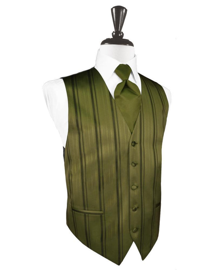 Moss Striped Satin Tuxedo Vest Cardi