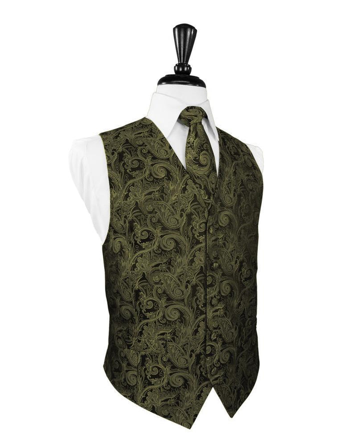 Moss Tapestry Tuxedo Vest Cardi