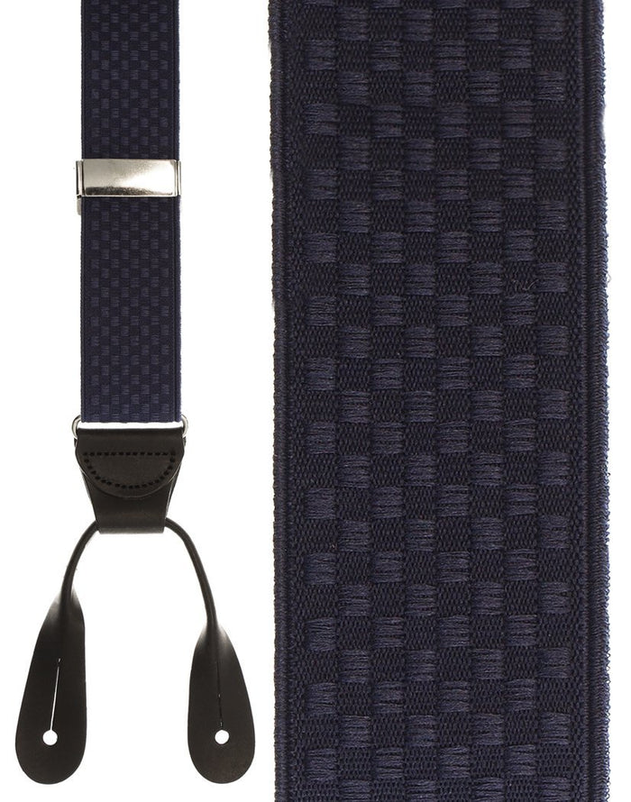 Navy Checkers Suspenders Cardi
