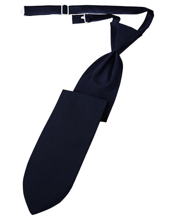 Navy Herringbone Kids Necktie Cardi
