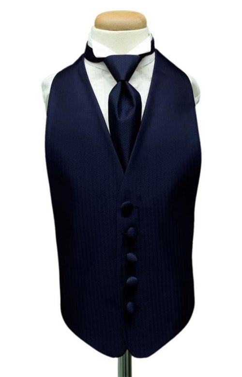 Navy Herringbone Kids Tuxedo Vest by Cardi