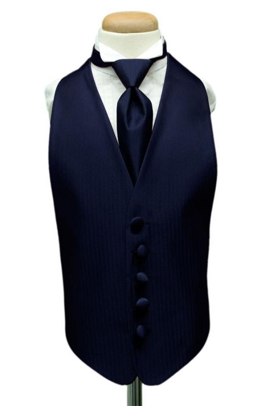 Navy Herringbone Kids Tuxedo Vest by Cardi