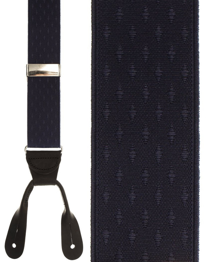 Navy Petite Diamonds Suspenders Cardi