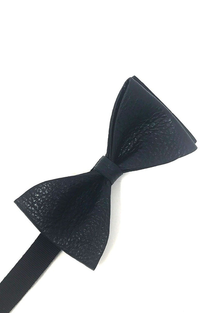 Navy Textured Leather Bow Tie by Cardi