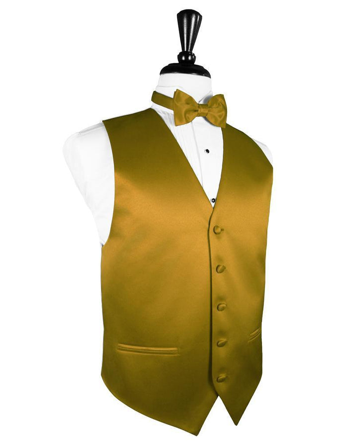 New Gold Luxury Satin Tuxedo Vest by Cardi