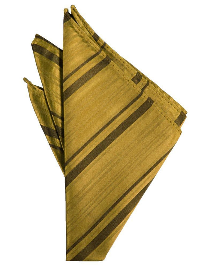 New Gold Striped Satin Pocket Square by Cardi