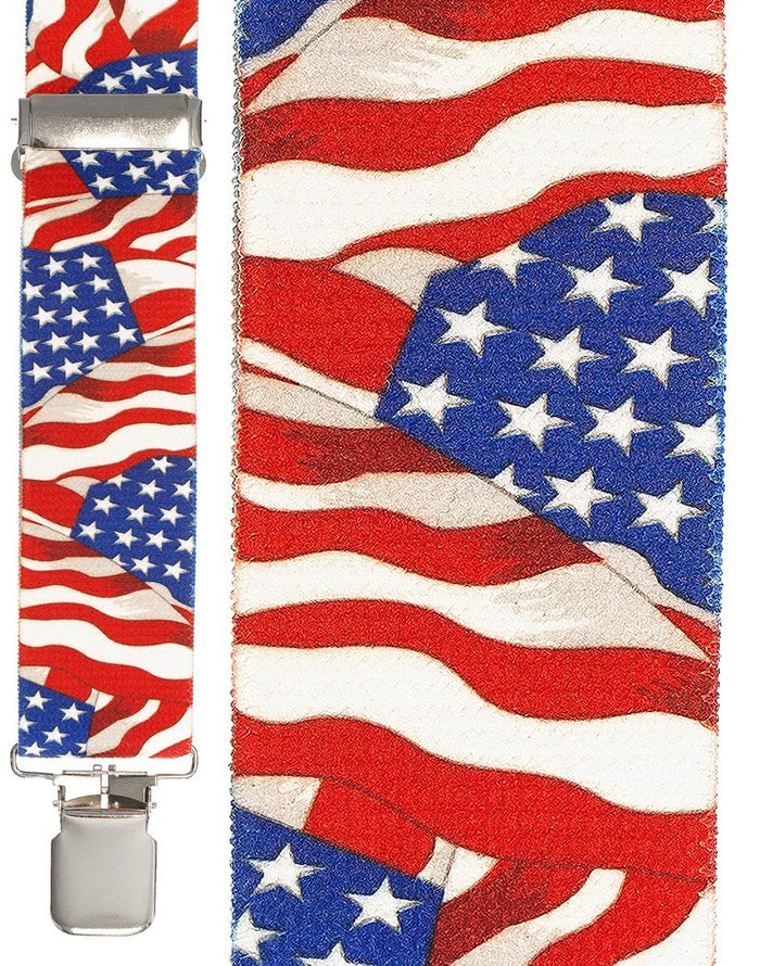 Old Glory Waving Flag Suspenders by Cardi