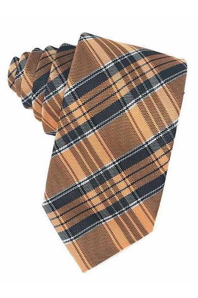 Orange Madison Plaid Necktie by Cardi