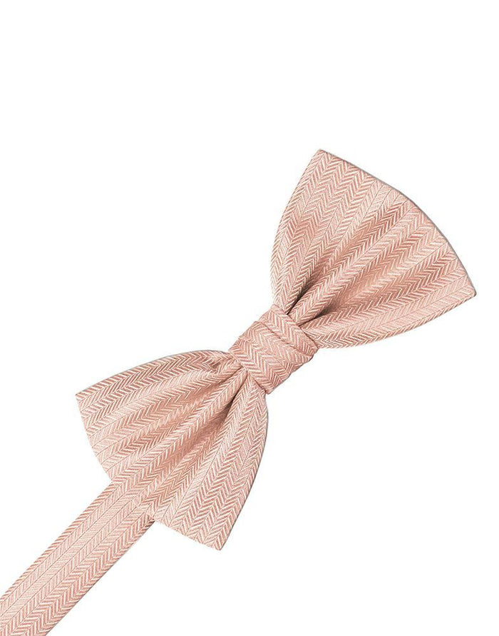 Peach Herringbone Bow Tie Cardi