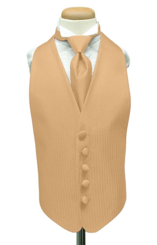 Peach Herringbone Kids Tuxedo Vest Cardi