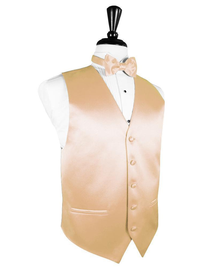 Peach Luxury Satin Tuxedo Vest by Cardi