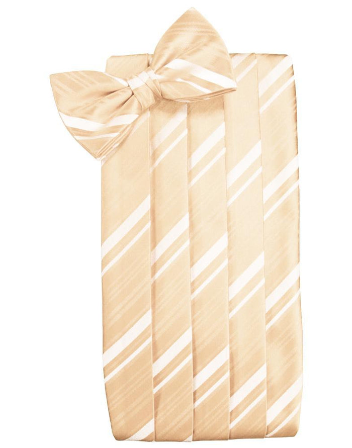 Peach Striped Satin Cummerbund Cardi