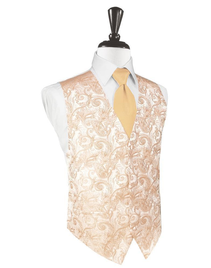 Peach Tapestry Tuxedo Vest Cardi