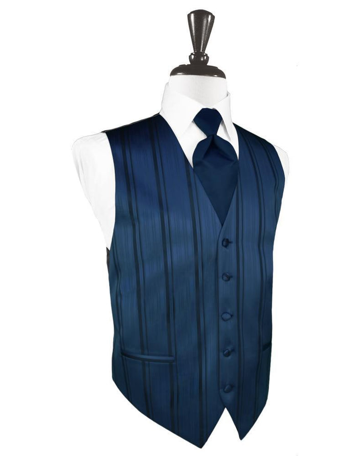Peacock Striped Satin Tuxedo Vest Cardi