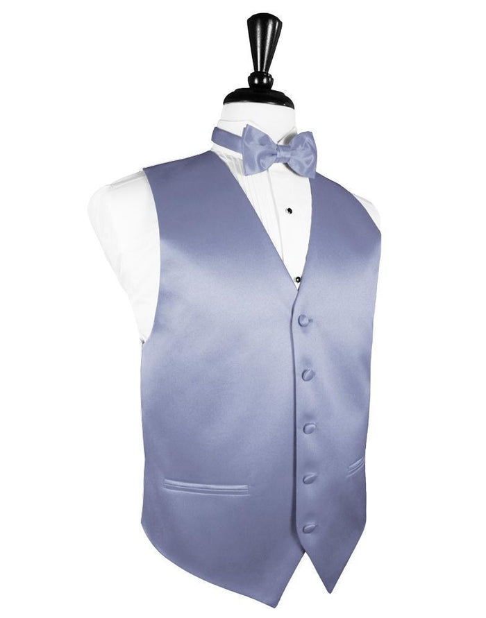 Periwinkle Luxury Satin Tuxedo Vest Cardi