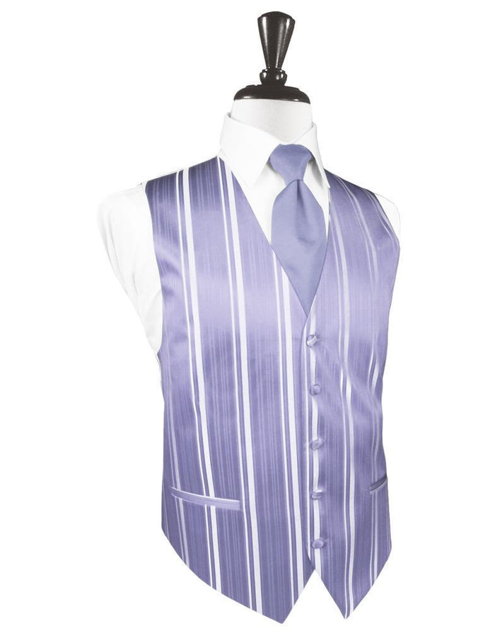 Periwinkle Striped Satin Tuxedo Vest by Cardi
