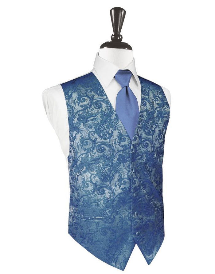 Periwinkle Tapestry Tuxedo Vest Cardi