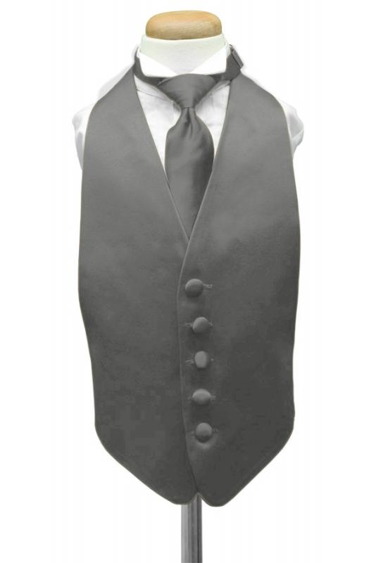 Pewter Luxury Satin Kids Tuxedo Vest Cardi