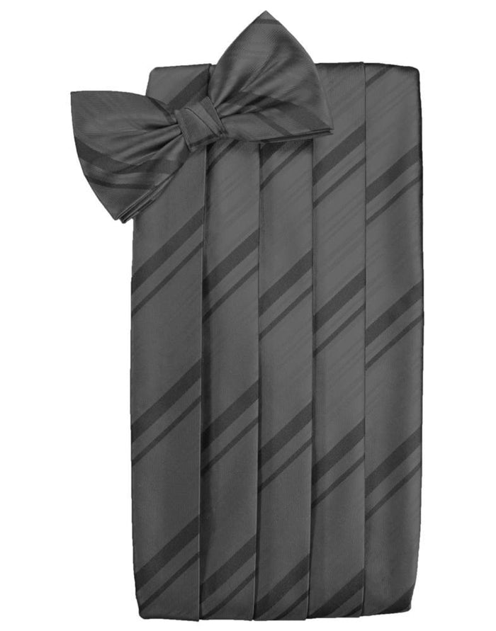 Pewter Striped Satin Cummerbund by Cardi