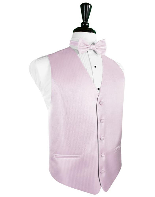 Pink Herringbone Tuxedo Vest Cardi