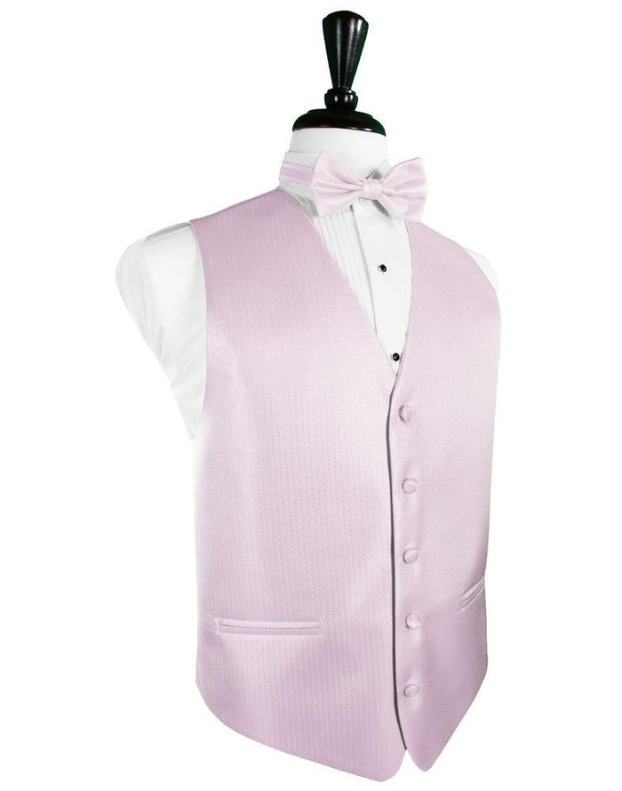 Pink Herringbone Tuxedo Vest Cardi