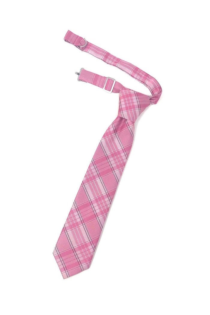 Pink Madison Plaid Kids Necktie by Cardi