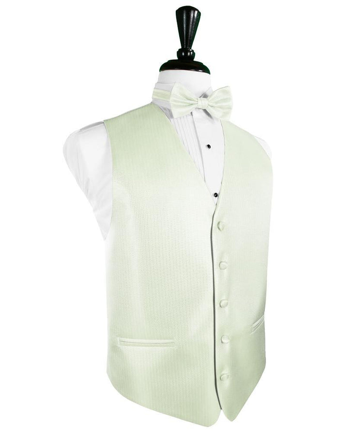 Pistachio Herringbone Tuxedo Vest by Cardi