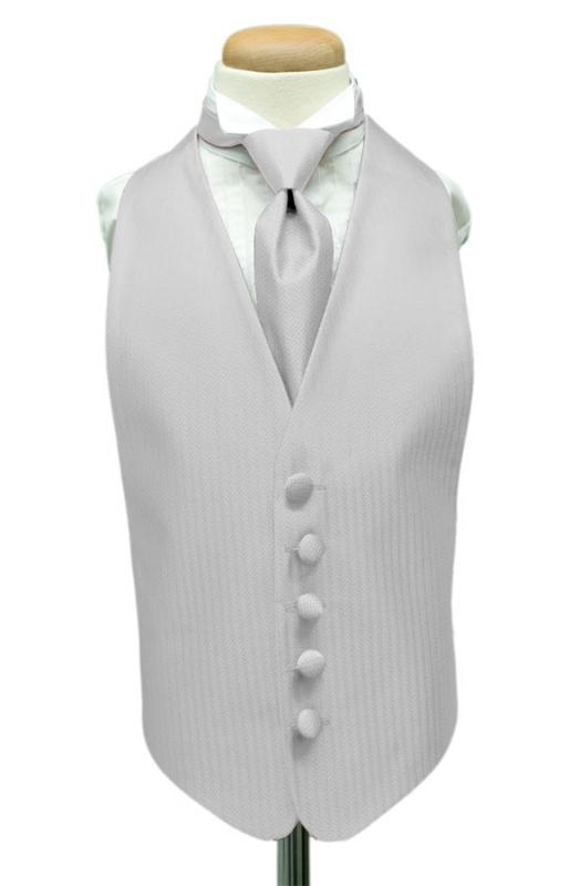 Platinum Herringbone Kids Tuxedo Vest Cardi