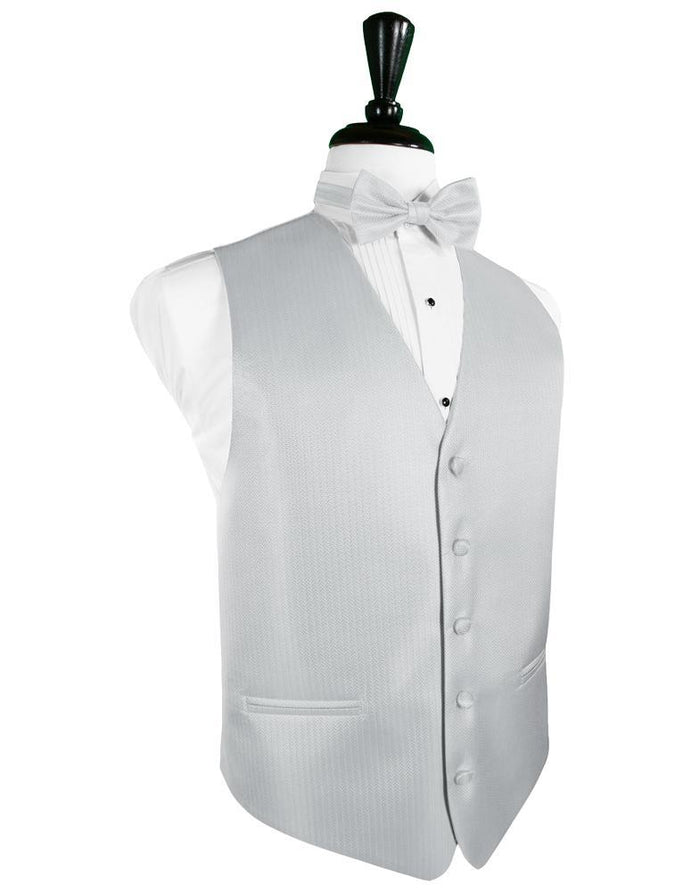 Platinum Herringbone Tuxedo Vest Cardi