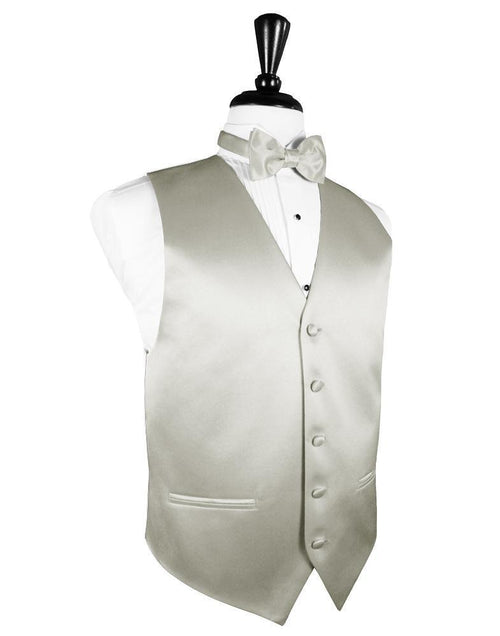 Platinum Luxury Satin Tuxedo Vest Cardi