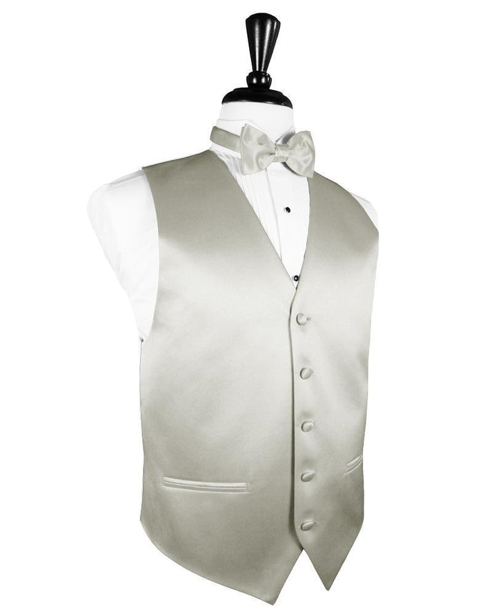 Platinum Luxury Satin Tuxedo Vest Cardi