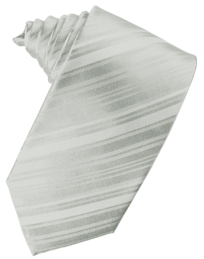 Platinum Striped Silk Necktie by Cardi