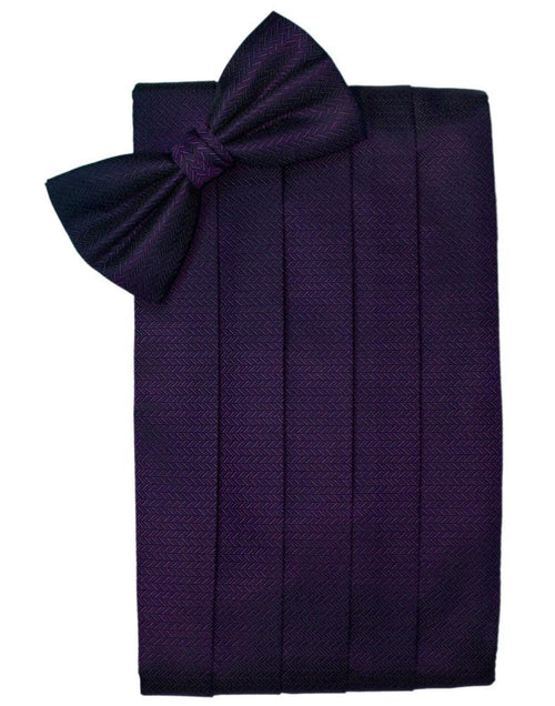 Plum Herringbone Cummerbund Cardi