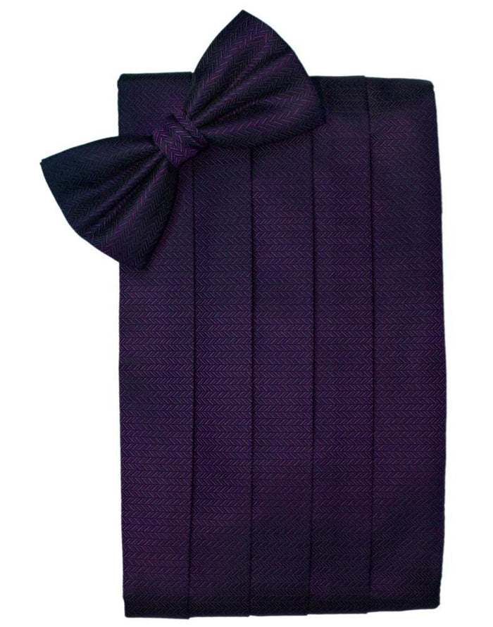 Plum Herringbone Cummerbund Cardi