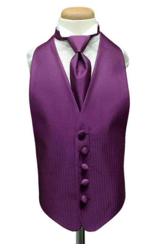 Plum Herringbone Kids Tuxedo Vest Cardi