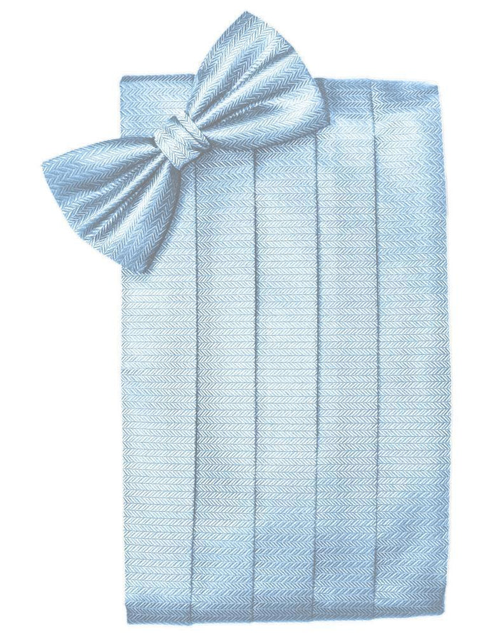 Powder Blue Herringbone Kids Cummerbund Cardi