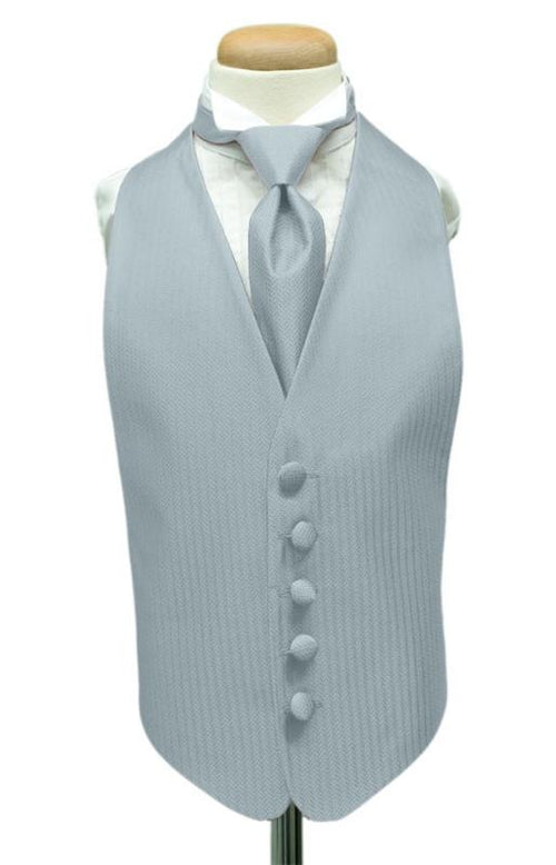 Powder Blue Herringbone Kids Tuxedo Vest Cardi