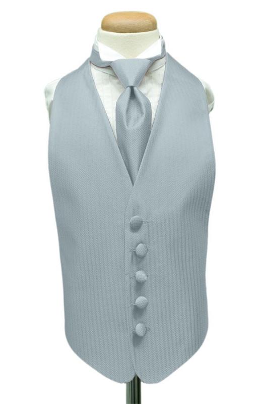 Powder Blue Herringbone Kids Tuxedo Vest Cardi