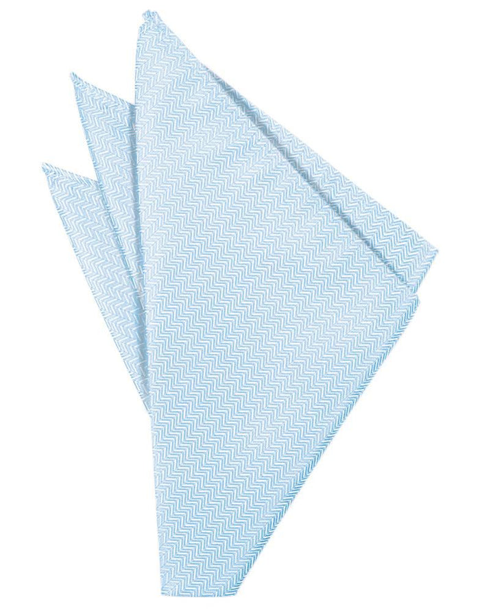Powder Blue Herringbone Pocket Square by Cardi